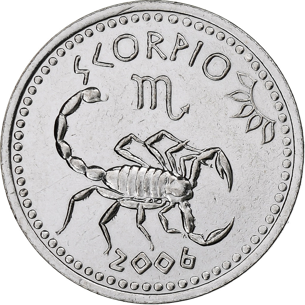 Somaliland, 10 Shillings, Scorpio, 2006, Stainless Steel, AU(55-58), KM:15