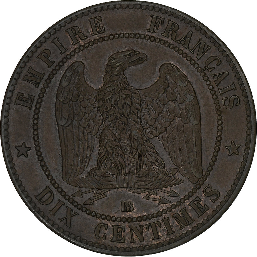 France, Napoléon III, 10 Centimes, 1863, Strasbourg, Bronze, SUP, Gadoury:253