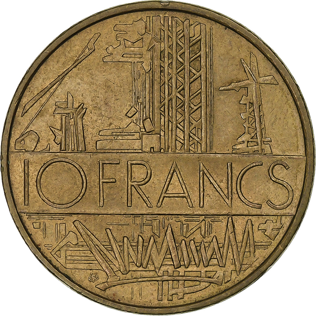 Francja, 10 Francs, Mathieu, 1975, Pessac, Tranche A, Miedzionikiel Aluminium