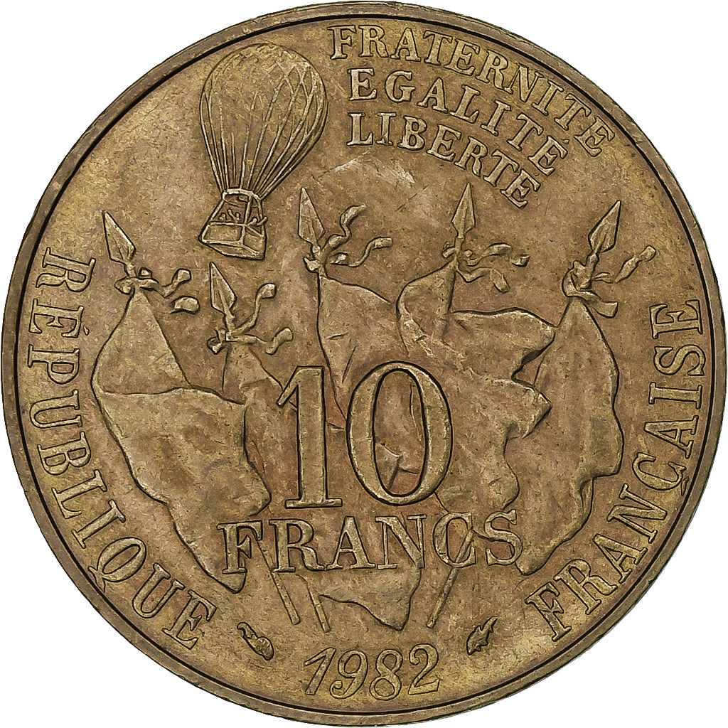 Francja, 10 Francs, Gambetta, 1982, Pessac, Miedzionikiel Aluminium, AU(50-53)