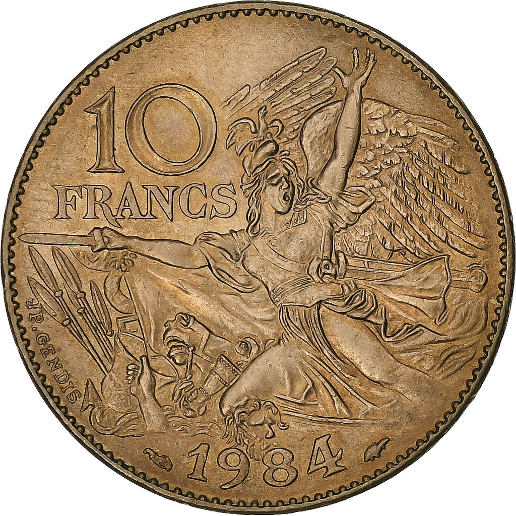 France, 10 Francs, François Rude, 1984, Pessac, Tranche A, Copper-nickel