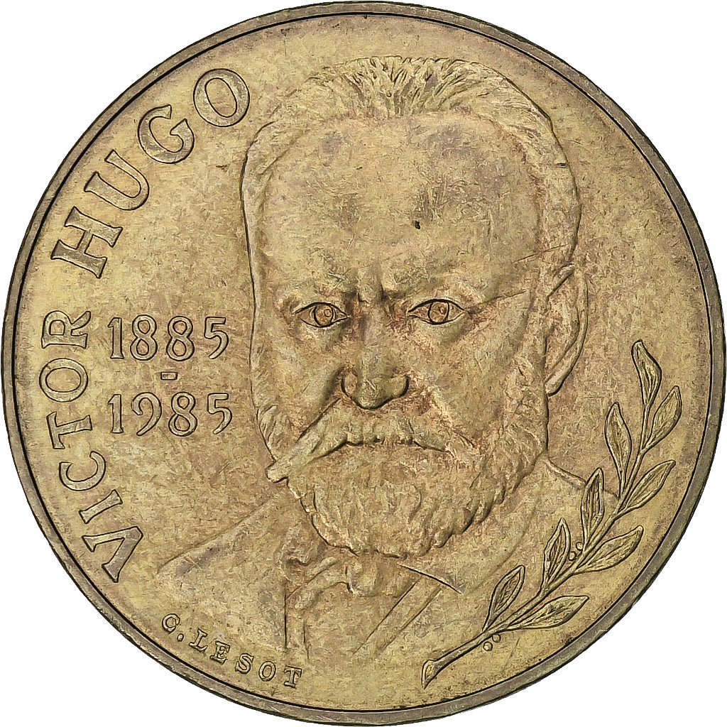 Francia, 10 Francs, Victor Hugo, 1985, Pessac, Tranche A, Aluminio y
