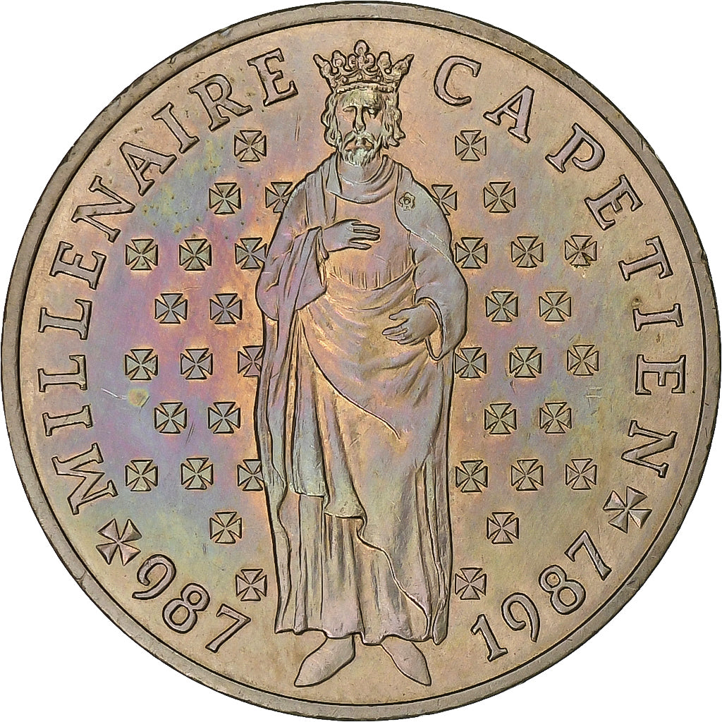 Francja, 10 Francs, Millénaire Capétien, 1987, Pessac, Miedzionikiel