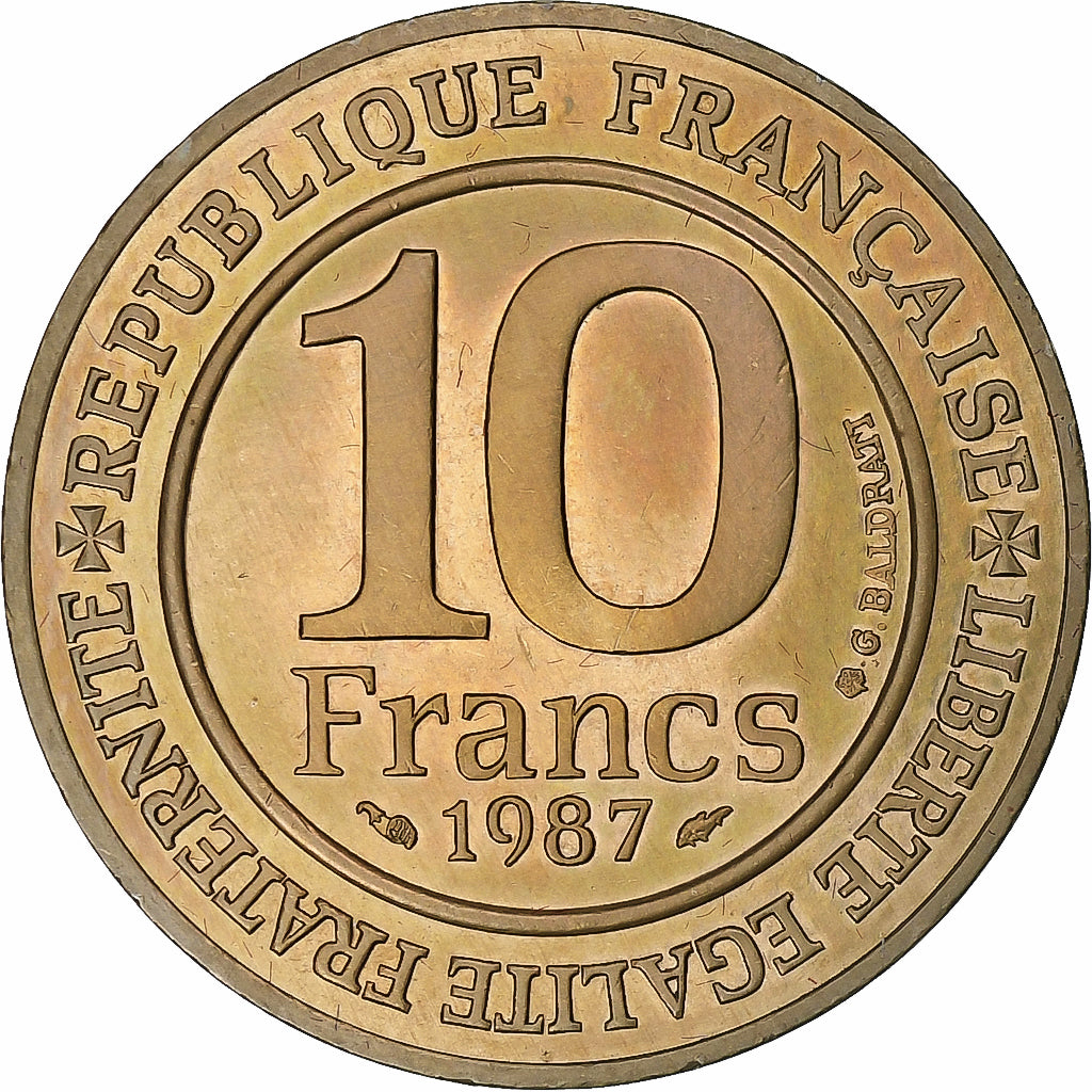 Francja, 10 Francs, Millénaire Capétien, 1987, Pessac, Miedzionikiel
