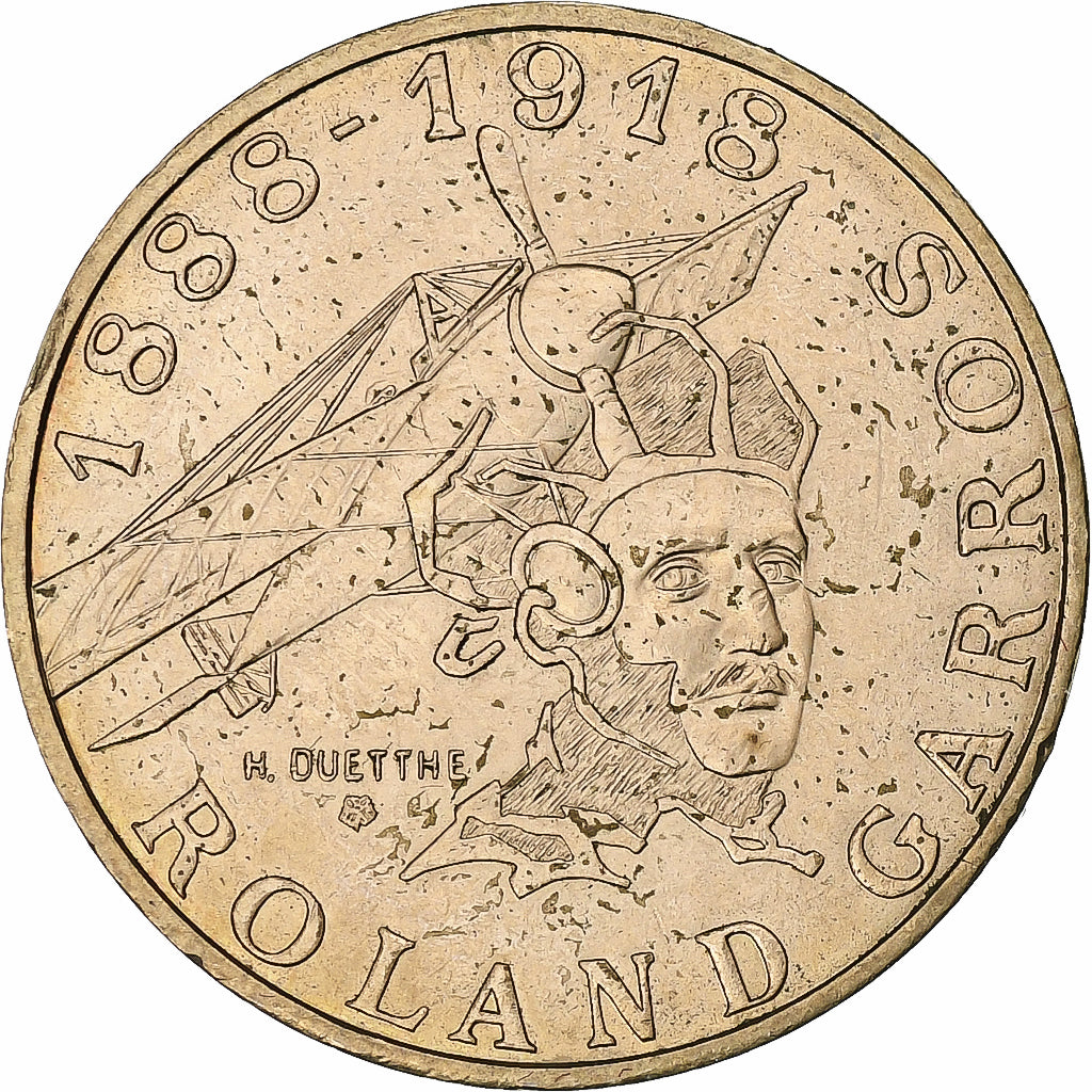 Francia, 10 Francs, Roland Garros, 1988, Pessac, Tranche B, Aluminio y