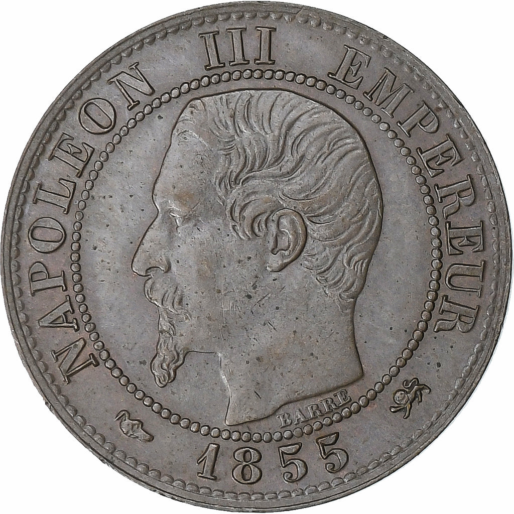 Frankreich, Napoleon III, Centime, 1855, Lyon, Dog, Bronze, VZ, Gadoury:86