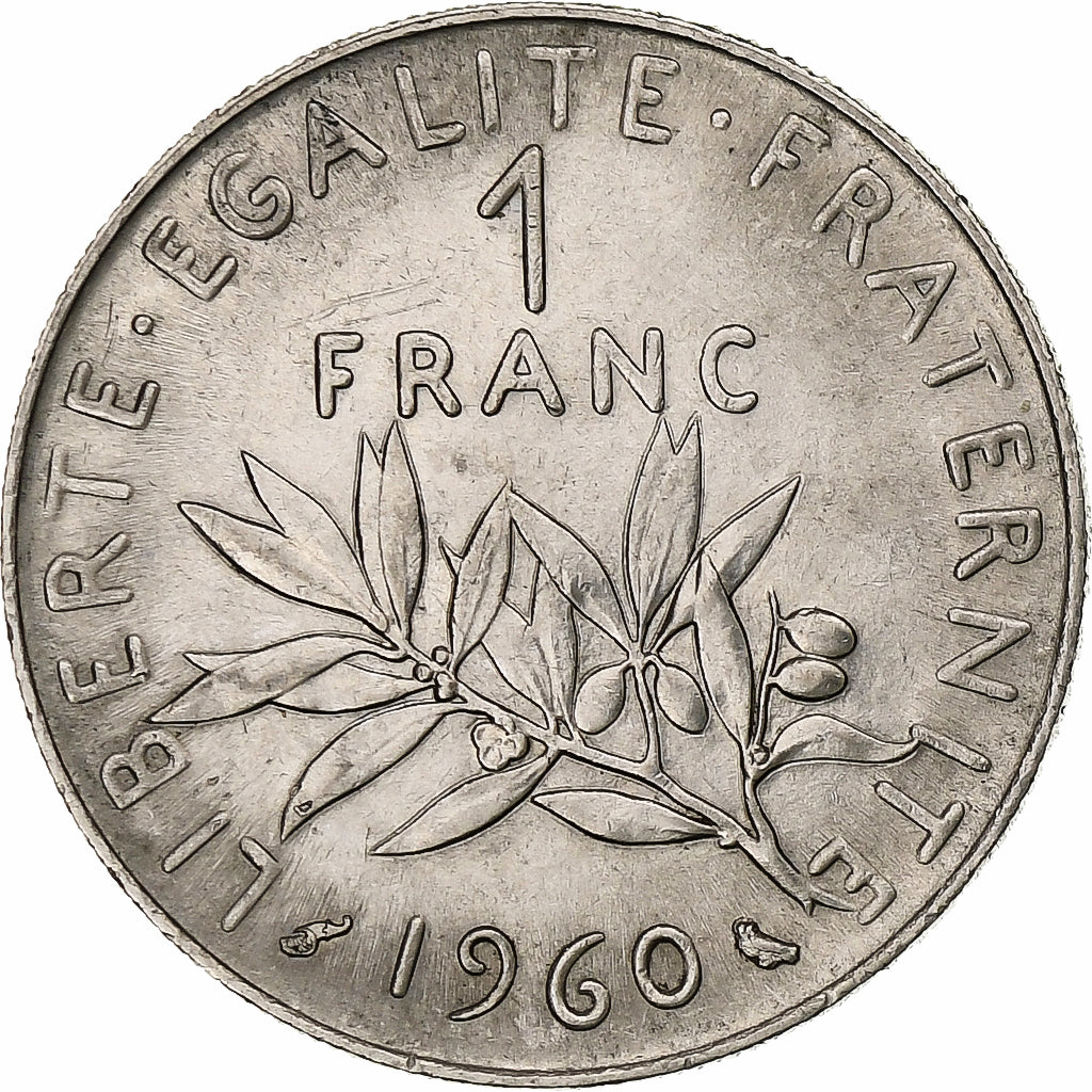 Francja, Franc, Semeuse, 1960, Paris, Nikiel, AU(50-53), Gadoury:474, KM:925.1