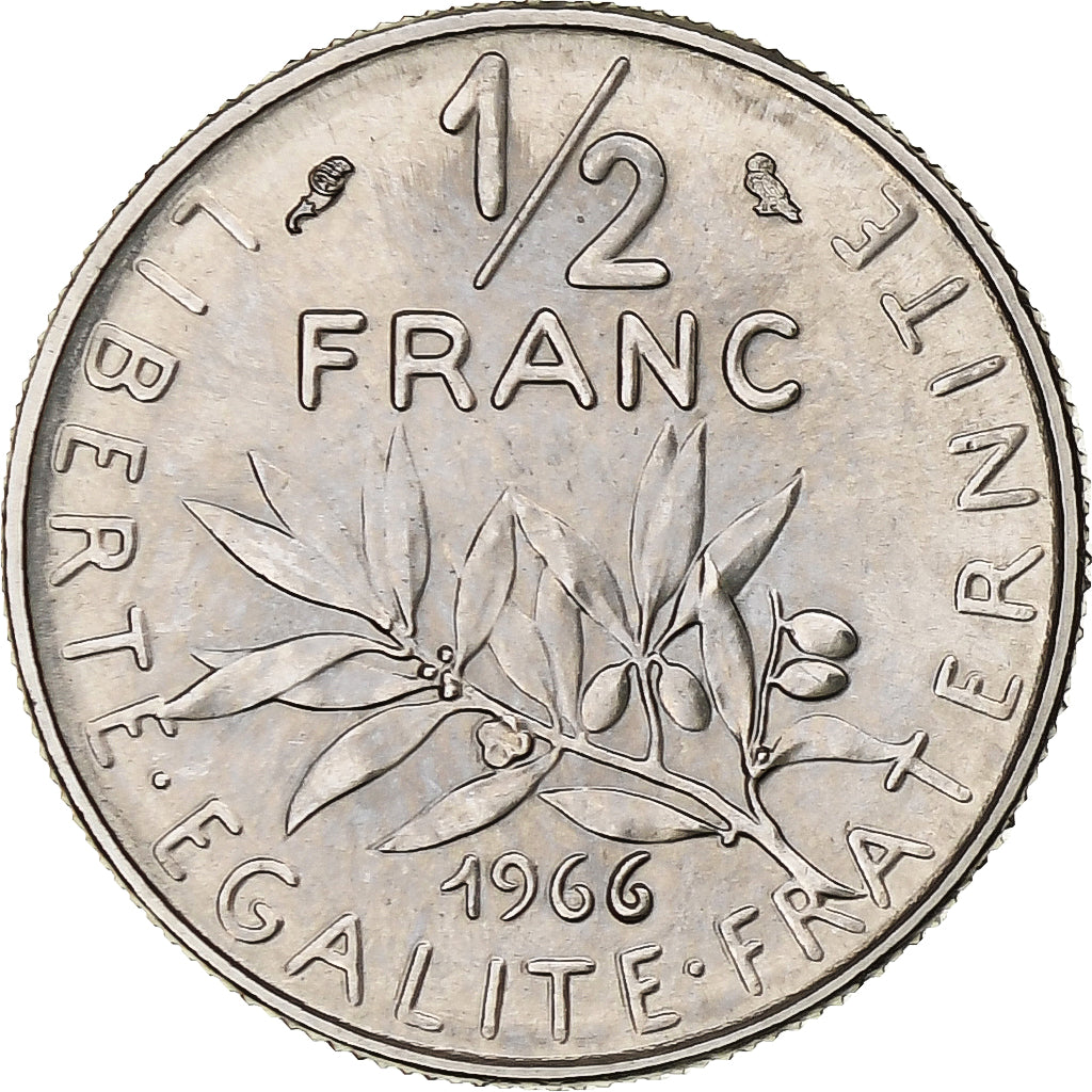 Francia, 1/2 Franc, Semeuse, 1966, Paris, Níquel, SC, Gadoury:429, KM:931.1