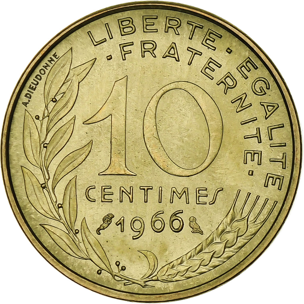 Francia, 10 Centimes, Marianne, 1966, Paris, Alluminio-bronzo, SPL-