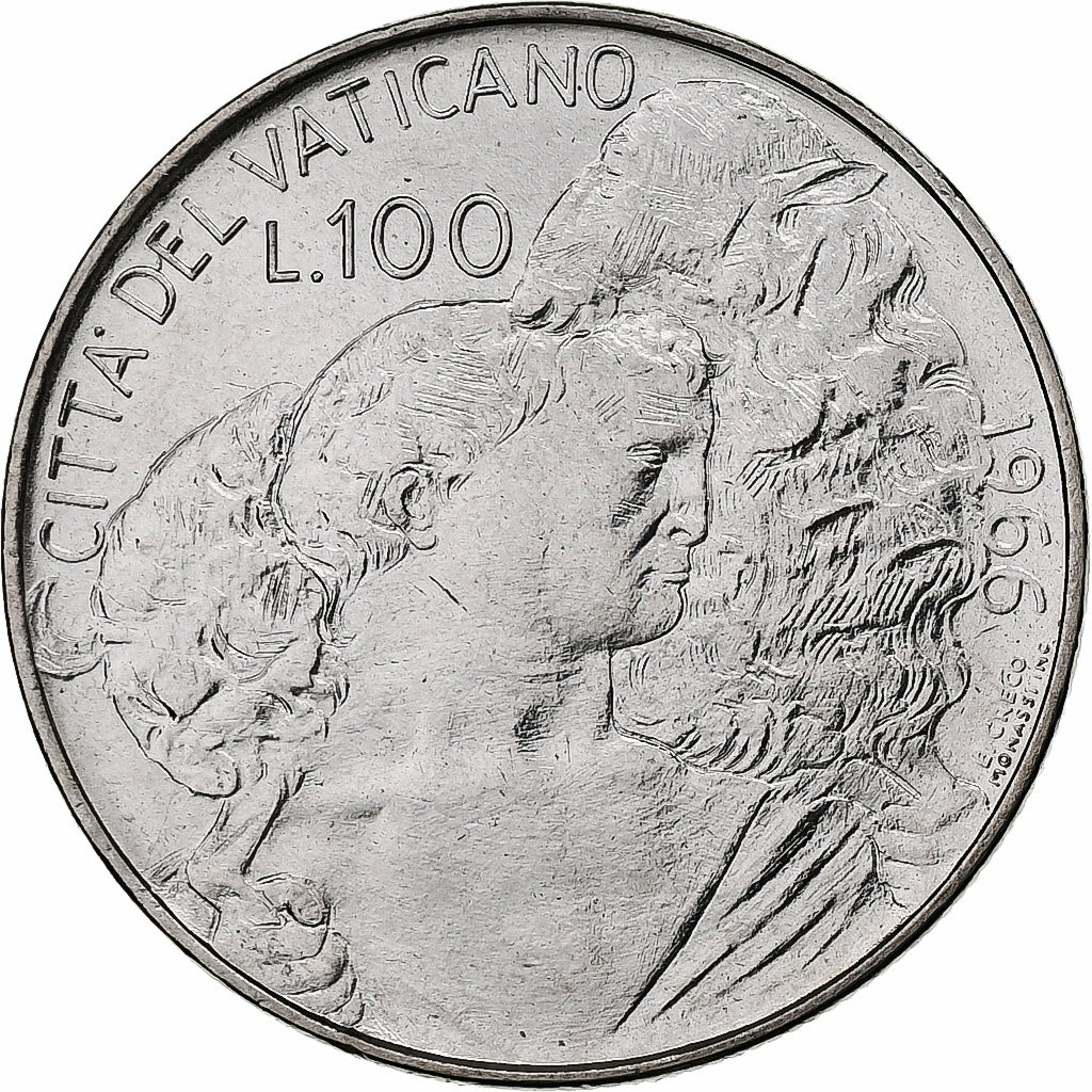 Vaticano, Paul VI, 100 Lire, 1966 - Anno IV, Rome, Aço Inoxidável, MS(63)