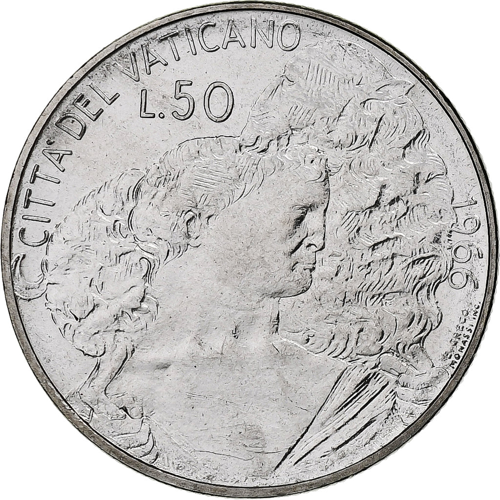 Vaticano, Paul VI, 50 Lire, 1966 - Anno IV, Rome, Aço Inoxidável, MS(63)