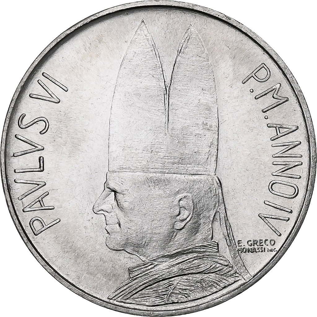 Vaticano, Paul VI, 10 Lire, 1966 - Anno IV, Rome, Alumínio, MS(63), KM:87
