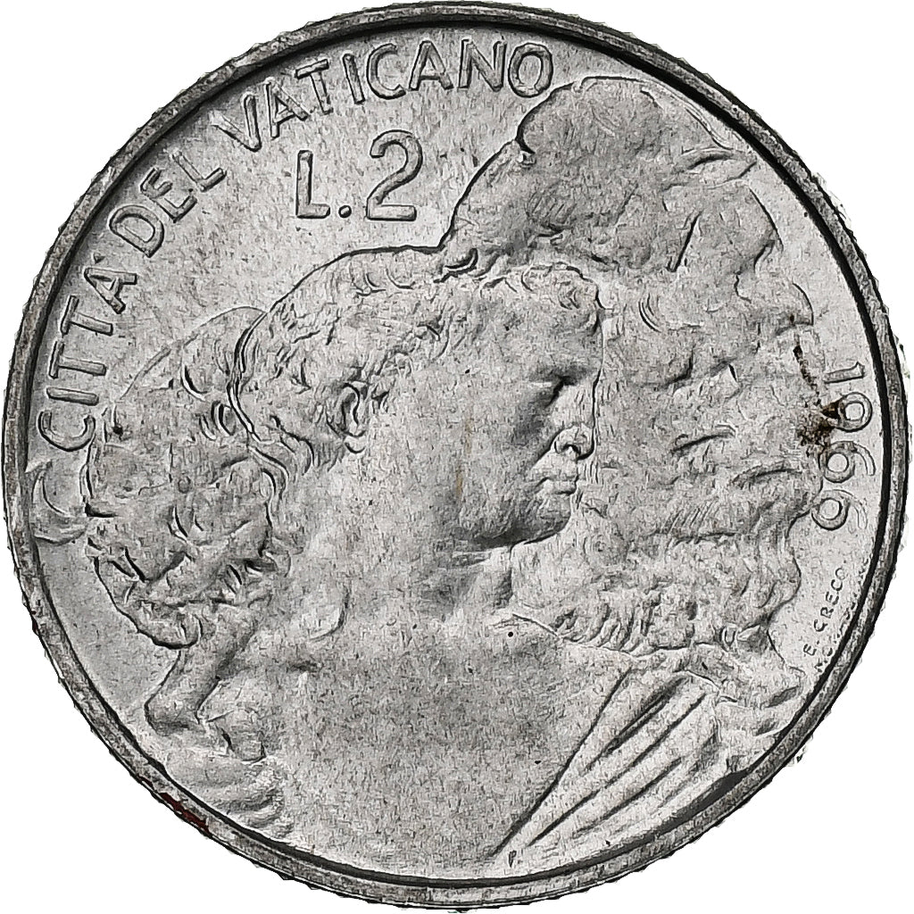 Vaticano, Paul VI, 2 Lire, 1966 - Anno IV, Rome, Alumínio, MS(63), KM:85