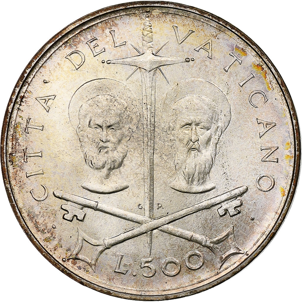 Vaticano, Paul VI, 500 Lire, 1967 - Anno V, Rome, Prata, MS(63), KM:99
