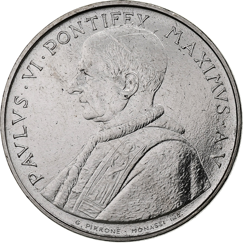 Vaticano, Paul VI, 100 Lire, 1967 - Anno V, Rome, Aço Inoxidável, MS(63)