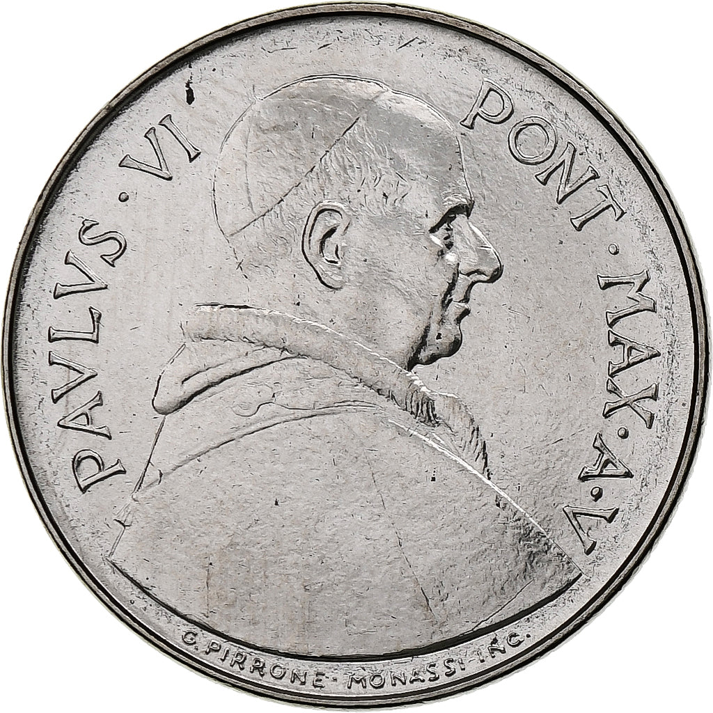 Vaticano, Paul VI, 50 Lire, 1967 - Anno V, Rome, Aço Inoxidável, MS(63), KM:97