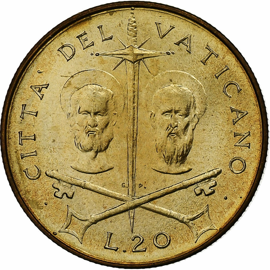 Vaticano, Paul VI, 20 Lire, 1967 - Anno V, Rome, Alumínio-Bronze, MS(63), KM:96