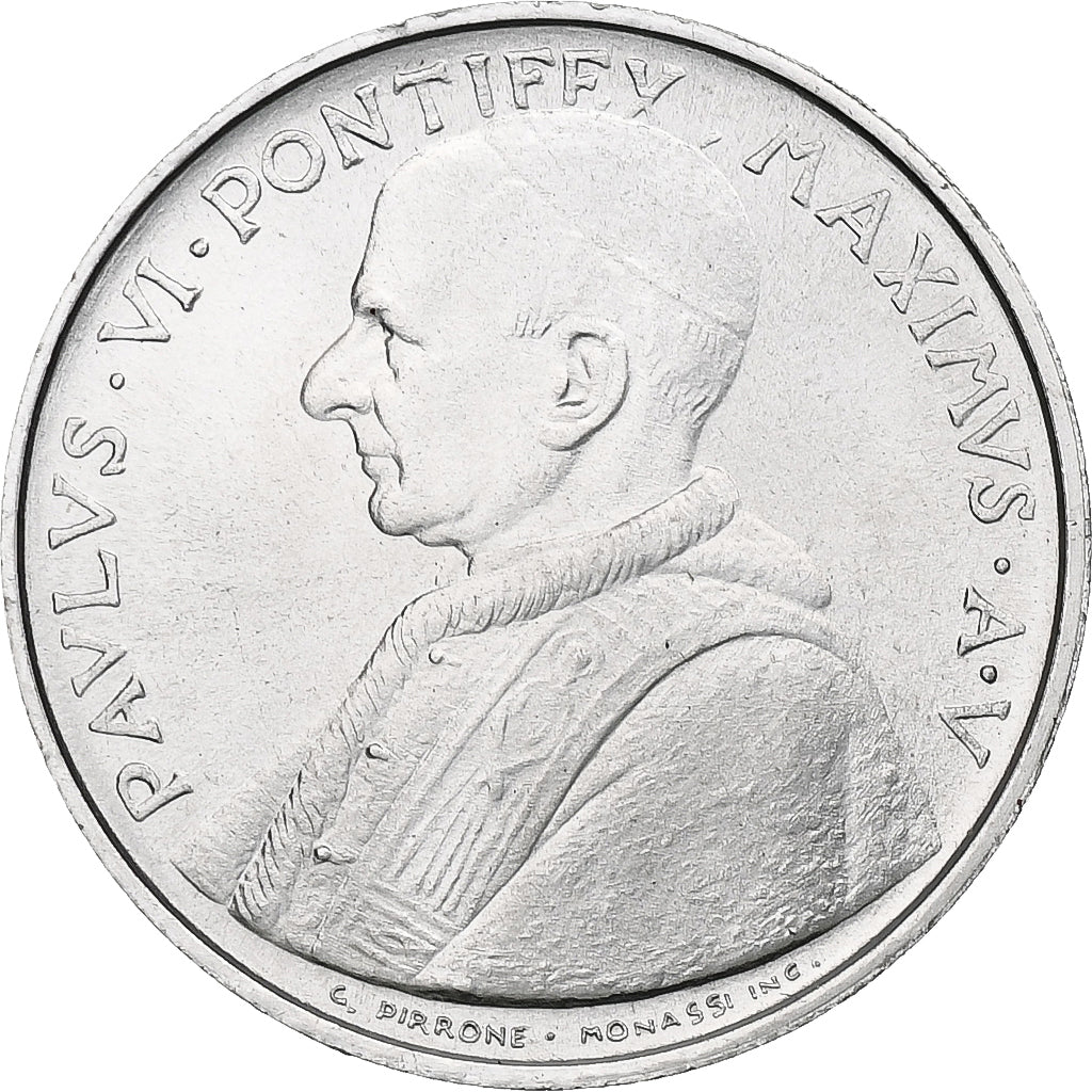 Vaticano, Paul VI, 10 Lire, 1967 - Anno V, Rome, Alumínio, MS(63), KM:95
