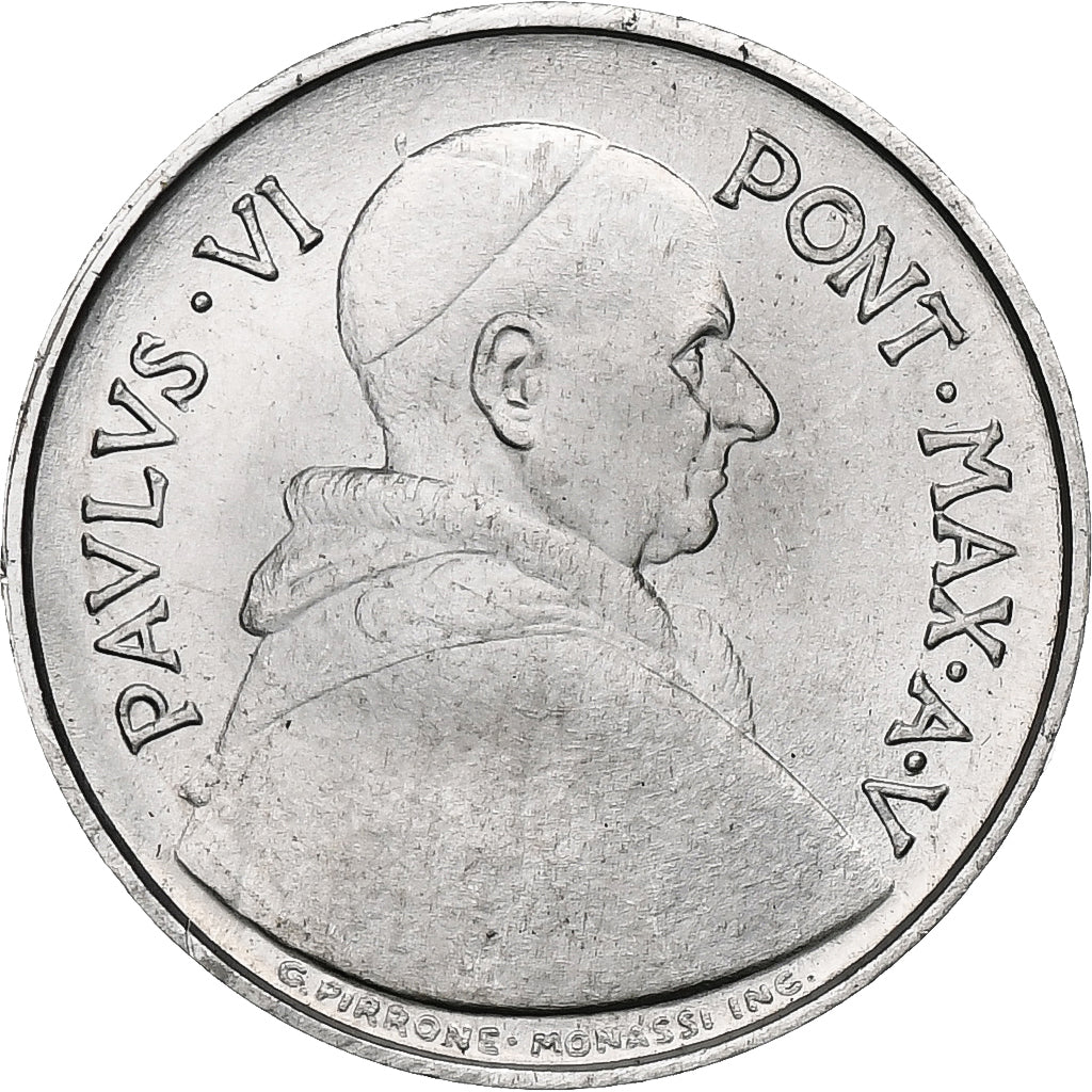 Vaticano, Paul VI, 5 Lire, 1967 - Anno V, Rome, Alumínio, MS(63), KM:94