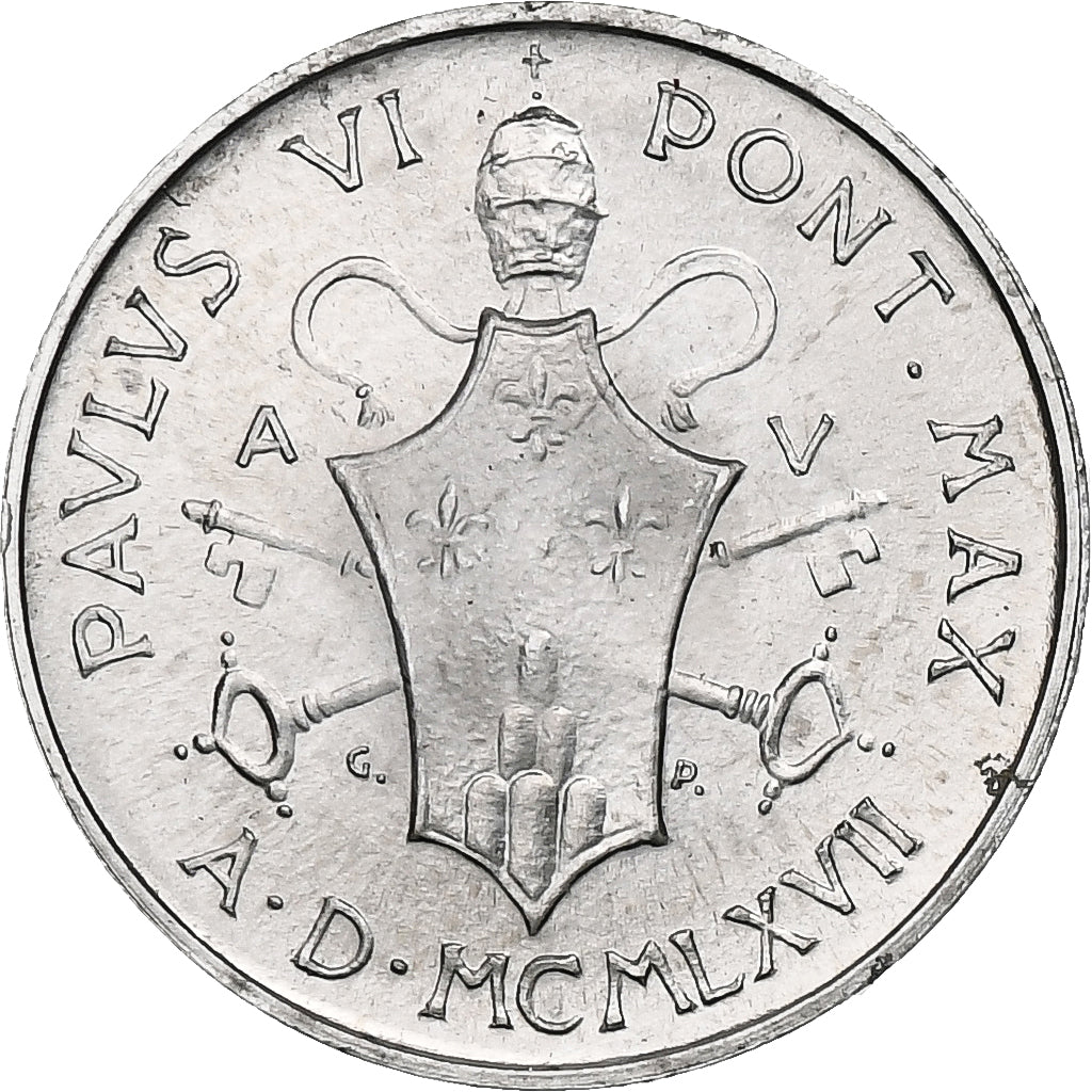 Vaticano, Paul VI, Lira, 1967 - Anno V, Rome, Alumínio, MS(63), KM:92