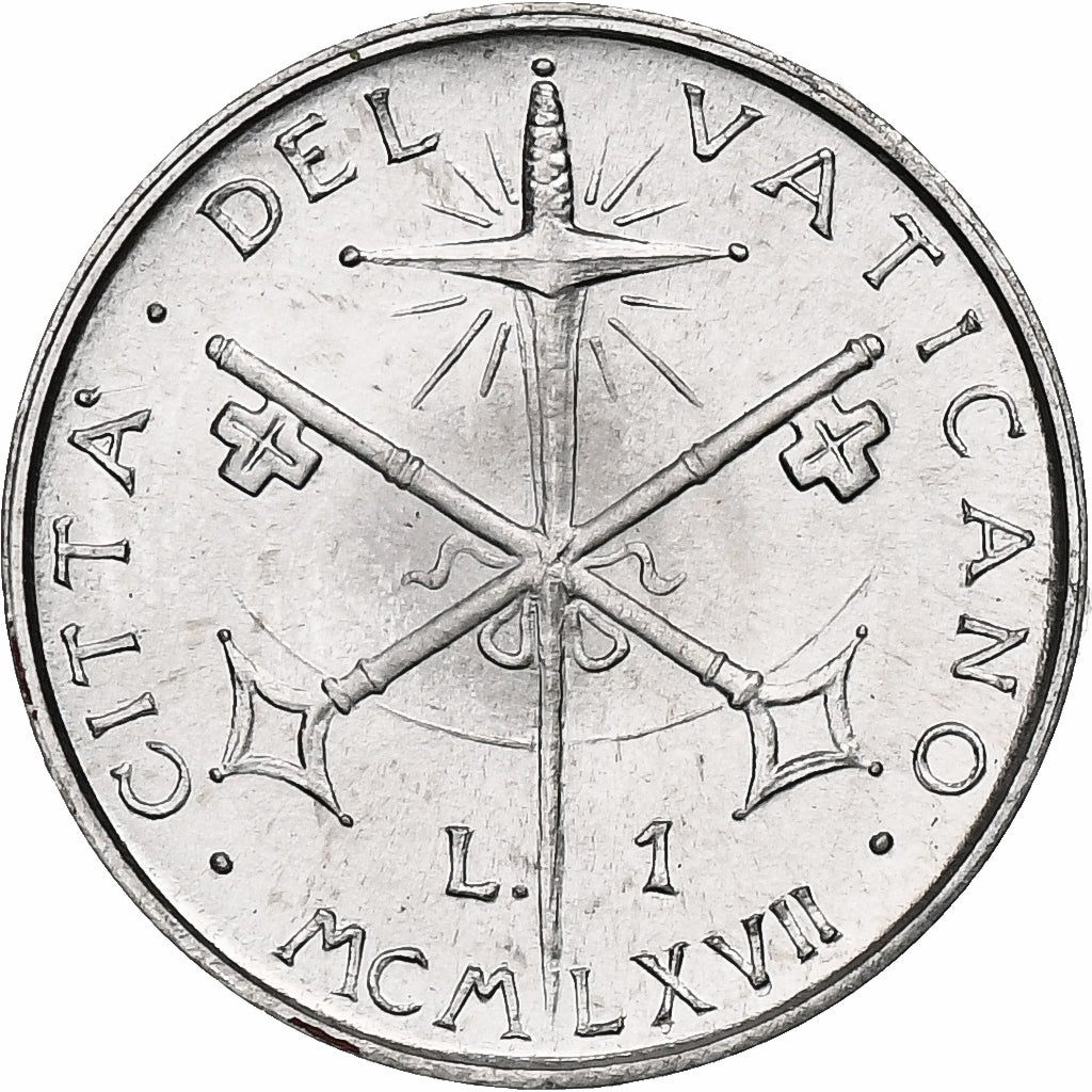 Vaticano, Paul VI, Lira, 1967 - Anno V, Rome, Alumínio, MS(63), KM:92