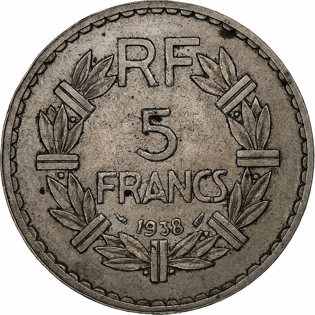 Francia, 5 Francs, Lavrillier, 1938, Paris, Nichel, SPL-, Gadoury:760, KM:888