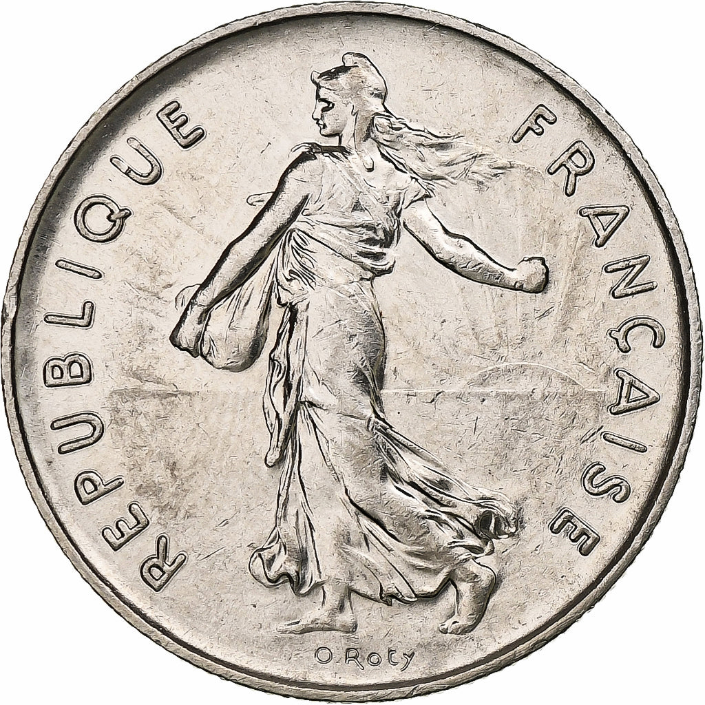 France, 5 Francs, Semeuse, 1984, Pessac, Copper-nickel, AU(55-58), Gadoury:771