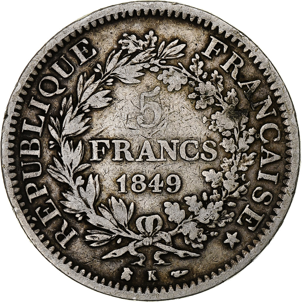 Frankreich, 5 Francs, Hercule, 1849, Bordeaux, Silber, S+, Gadoury:683, KM:756.4