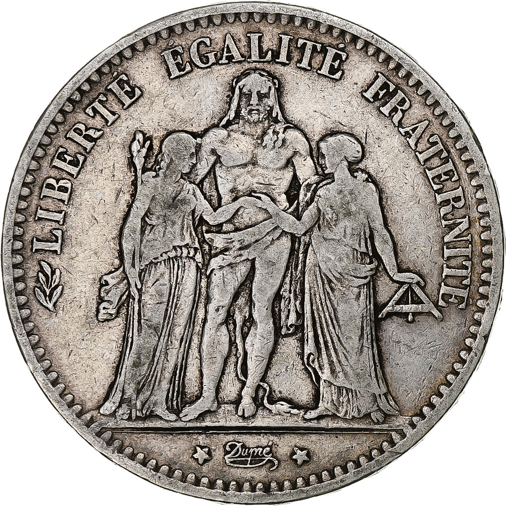 France, 5 Francs, Hercule, 1878, Bordeaux, Silver, VF(30-35), Gadoury:745a
