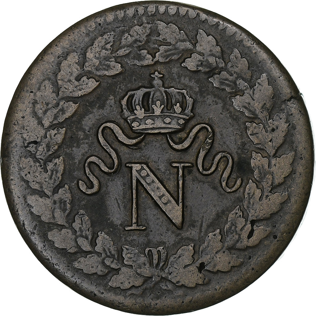 France, Napoleon I, Décime., 1814., Strasbourg, Bronze, EF(40-45)