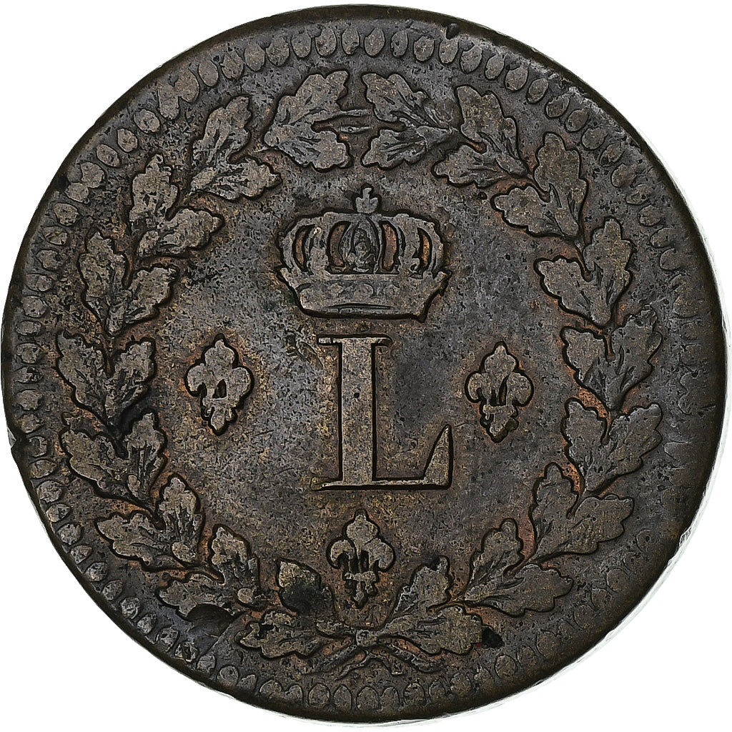 Francia, Louis XVIII, Décime., 1814., Strasbourg, Bronzo, BB, Gadoury:196a