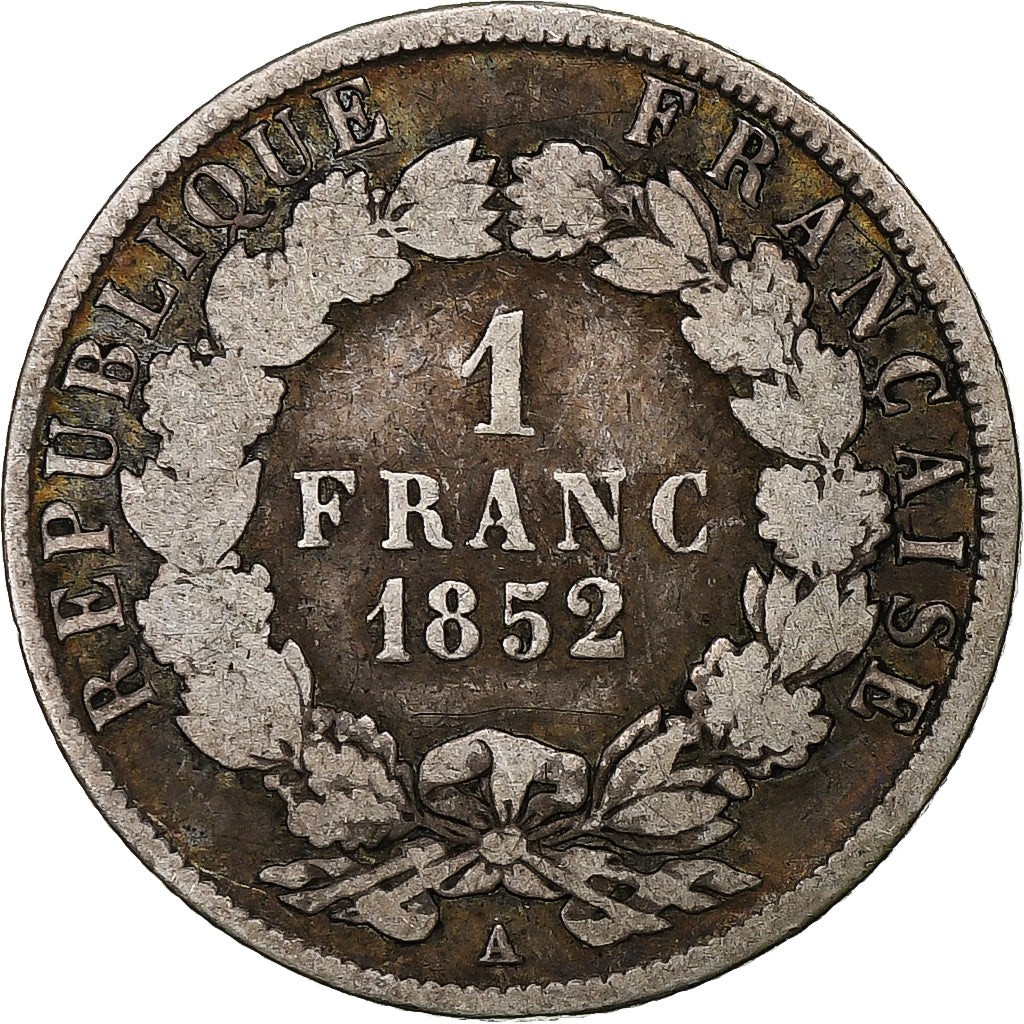 Francia, Louis-Napoléon Bonaparte, Franc, 1852, Paris, Argento, B+