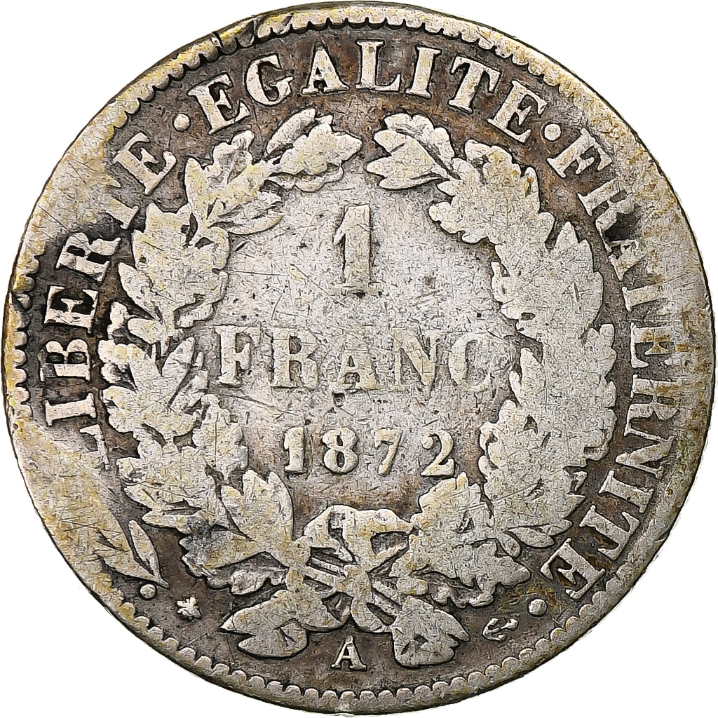 Frankreich, Franc, Cérès, 1872, Paris, Silber, S, Gadoury:465a, KM:822.1