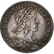 France, Louis XIII, 1/4 Ecu, 1643, Paris, Point, Argent, TTB+, Gadoury:48