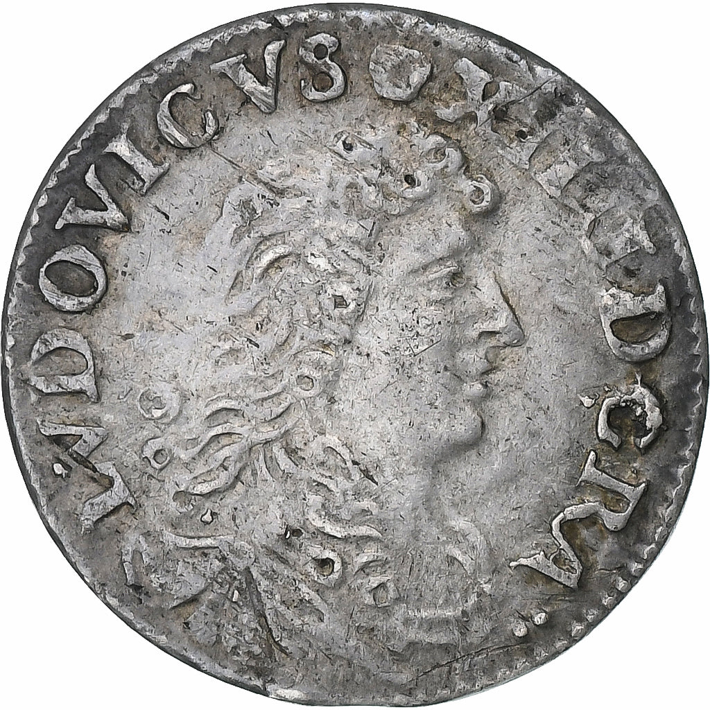 França, Louis XIV, 4 Sols des Traitants, 1677, Vimy, Prata, EF(40-45)