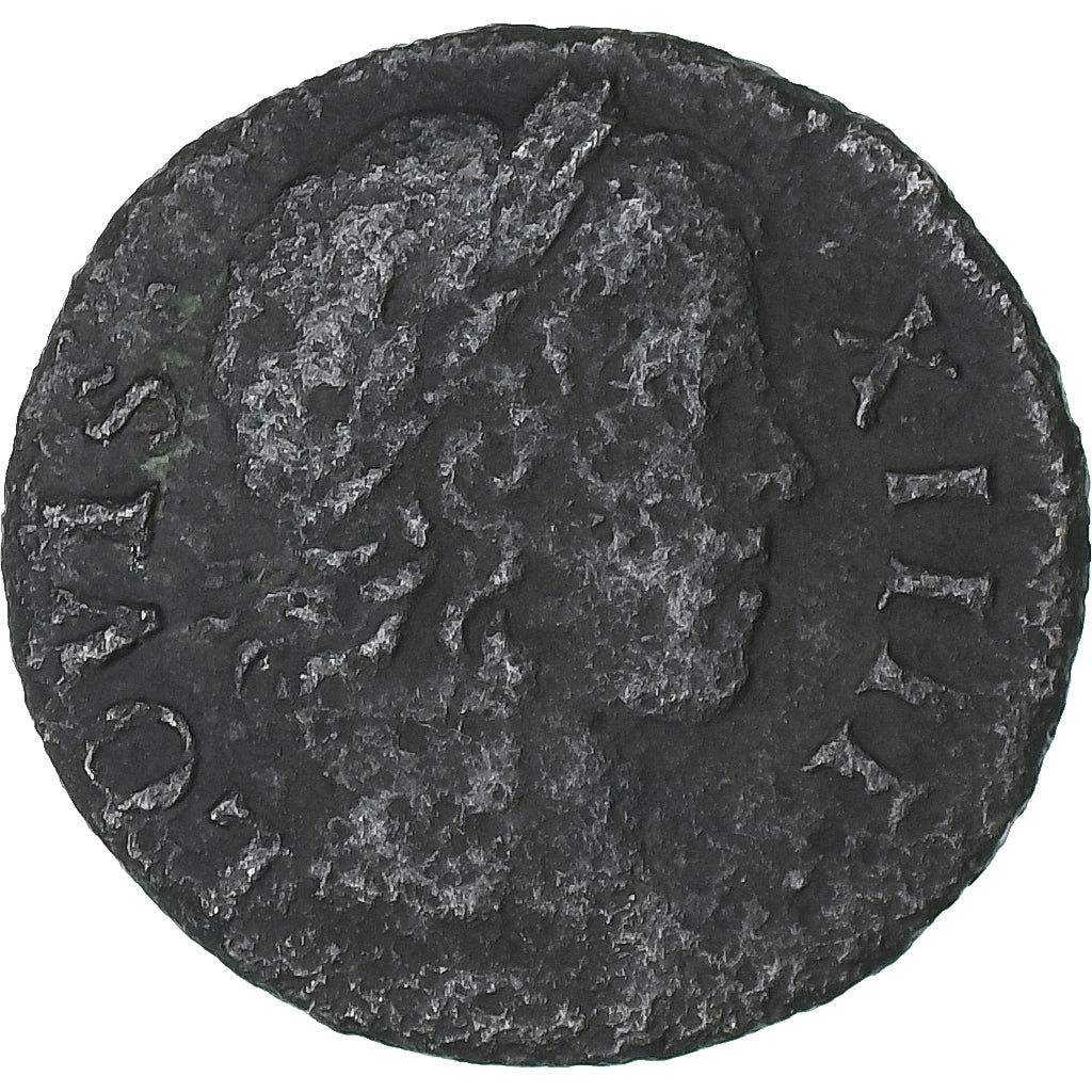 França, Louis XIV, Denier Tournois, Paris, Cobre, F(12-15), Gadoury:70