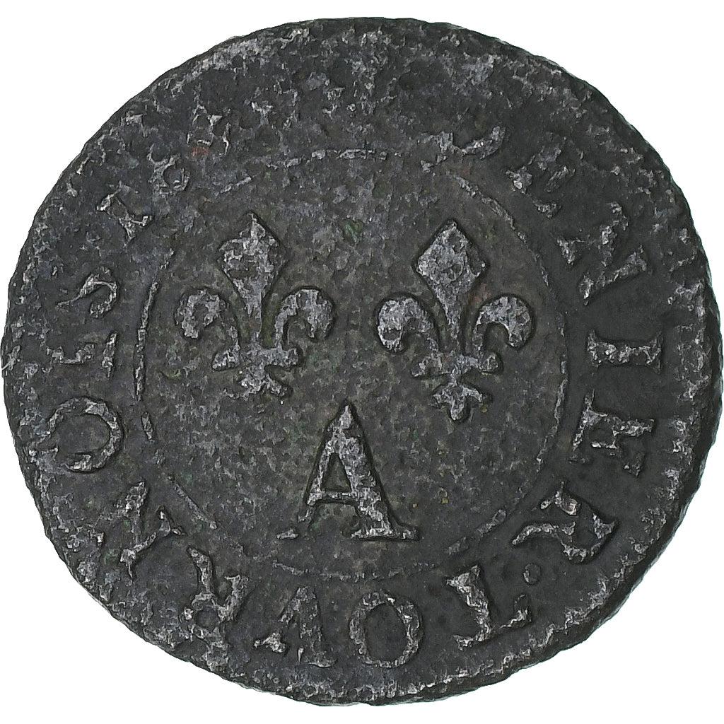 França, Louis XIV, Denier Tournois, Paris, Cobre, F(12-15), Gadoury:70