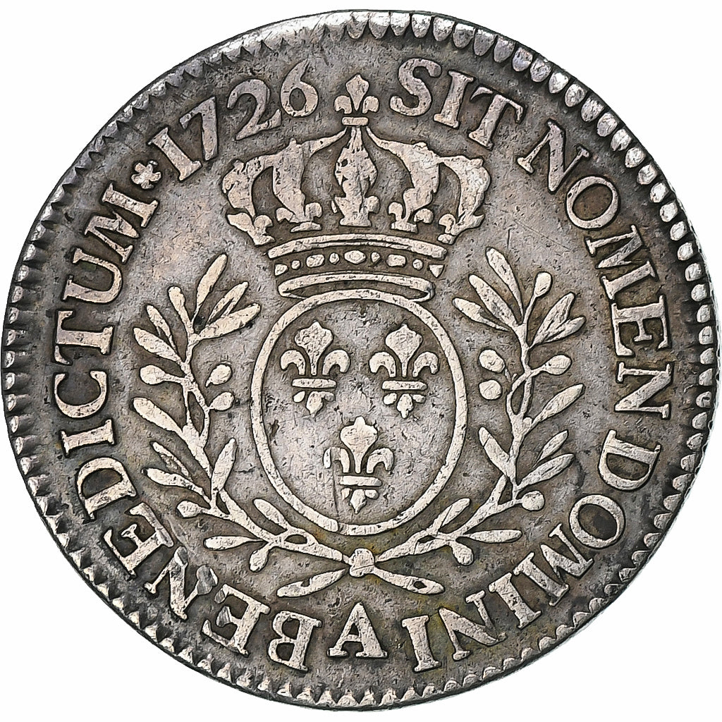 França, Louis XV, 1/5 Écu aux branches d'olivier, 1726, Paris, 1st semester