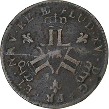 France, Louis XV, Sol des Mines de Béarn, 1727, Pau, Copper, VF(20-25)