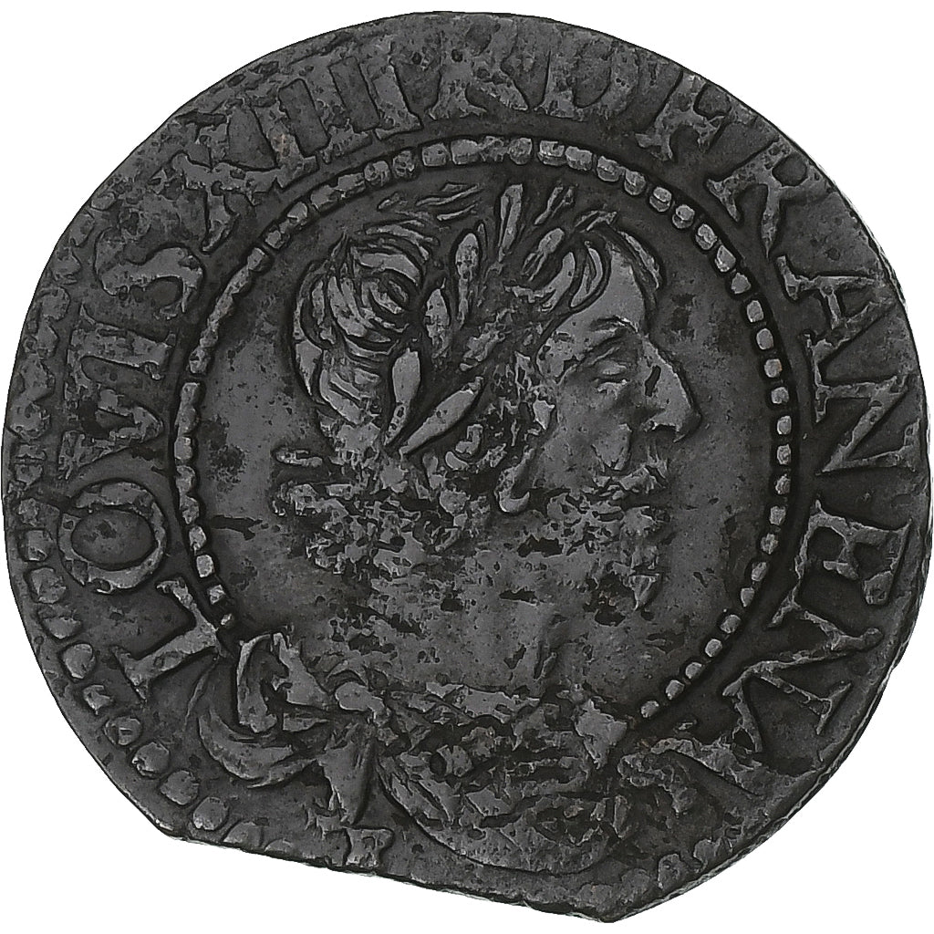 Francia, Louis XIII, Double Tournois, 1638, Tours, Cobre, MBC, Gadoury:11