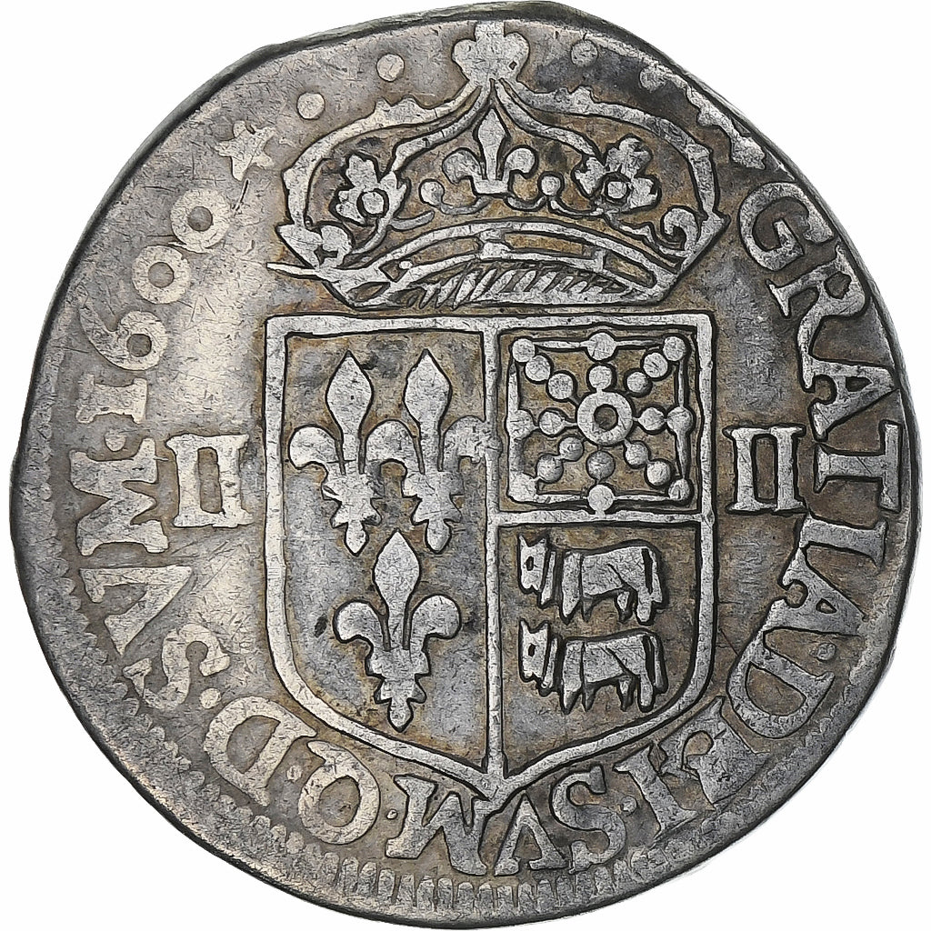 Francja, Henri IV, 1/4 Ecu de Béarn, 1600, Pau, Srebro, AU(50-53), Gadoury:603