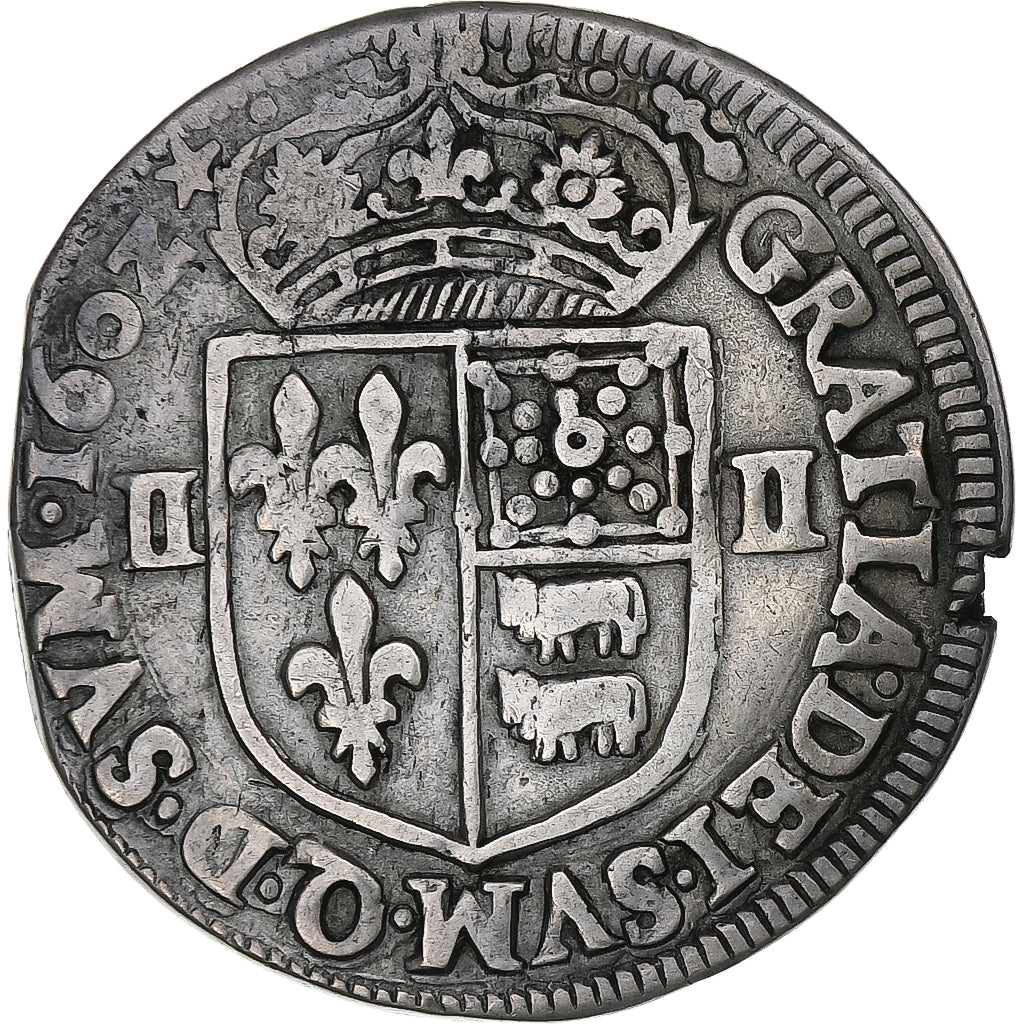 França, Henri IV, 1/4 Ecu de Béarn, 1602, Pau, Prata, EF(40-45), Gadoury:603