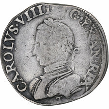 France, Charles IX, Teston aux 2 C couronnés, 1562, Nantes, Silver, VF(30-35)