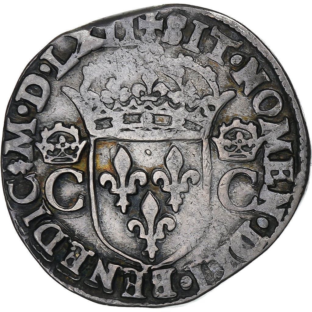 France, Charles IX, Teston aux 2 C couronnés, 1562, Nantes, Silver, VF(30-35)