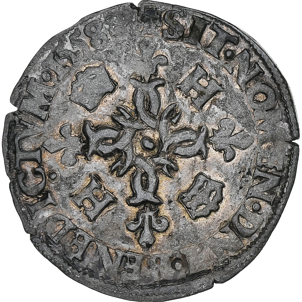 Frankrijk, Henri II, Douzain aux croissants, 1558, Paris, Billon, FR+