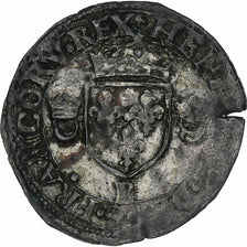 Francia, Henri II, Douzain aux croissants, 1551, Rouen, Vellón, BC+