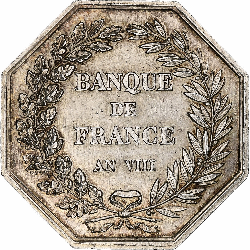 France, Token, Banque de France, An VIII, Silver, AU(50-53), Jacqmin:11a