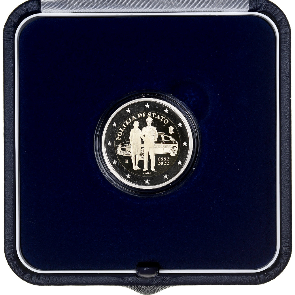 Italia, 2 Euro, Polizia di stato, Prueba, 2022, Rome, Bimetálico, FDC