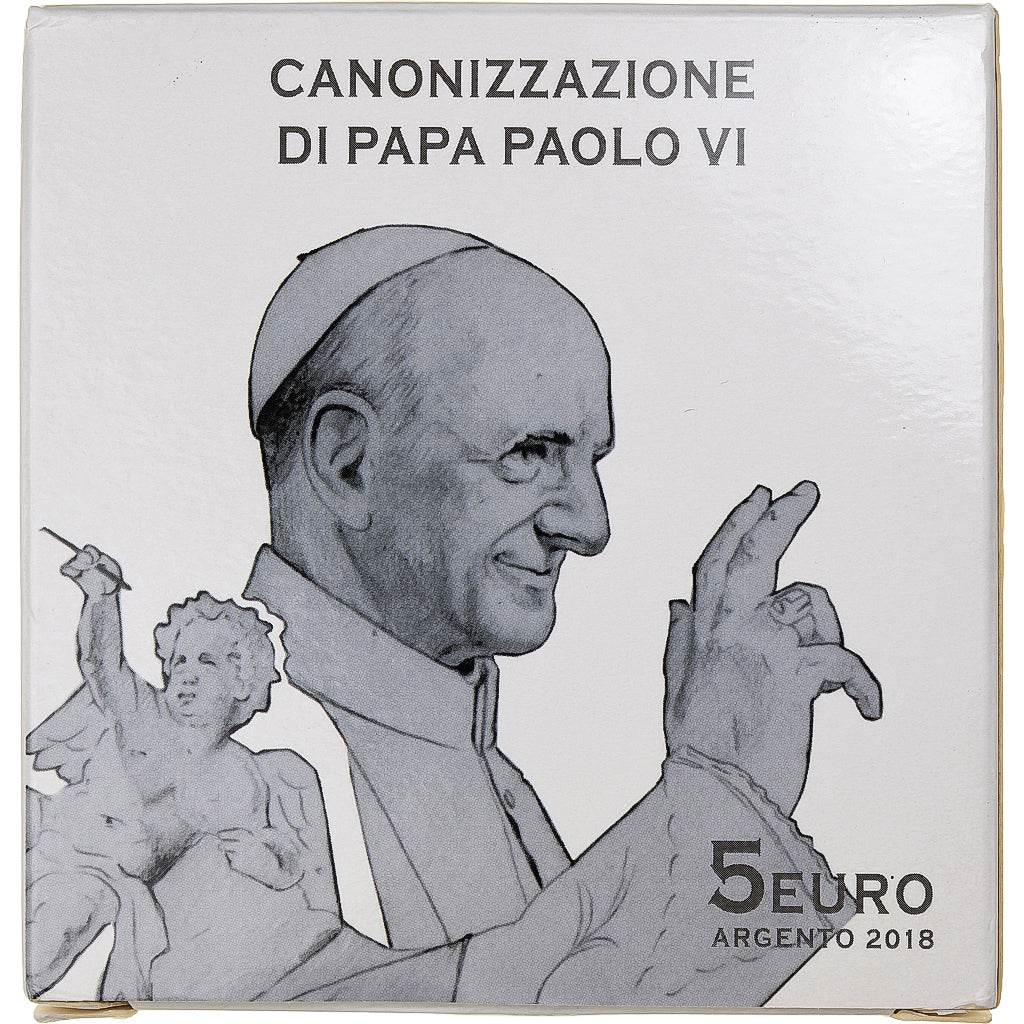 Vaticano, 5 Euro, Canonization of Paul VI, FS, 2018 - Anno VI, Rome, Argento