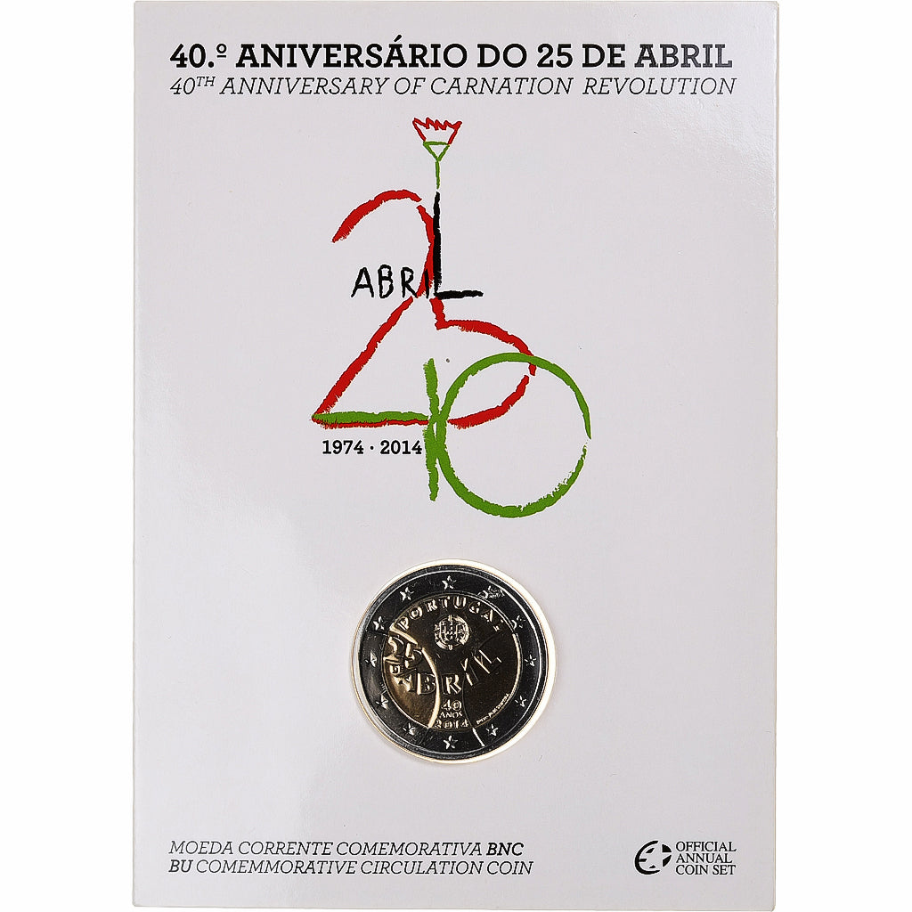 Portogallo, 2 Euro, 25 de Abril, BU, 2014, Lisbon, Bi-metallico, FDC
